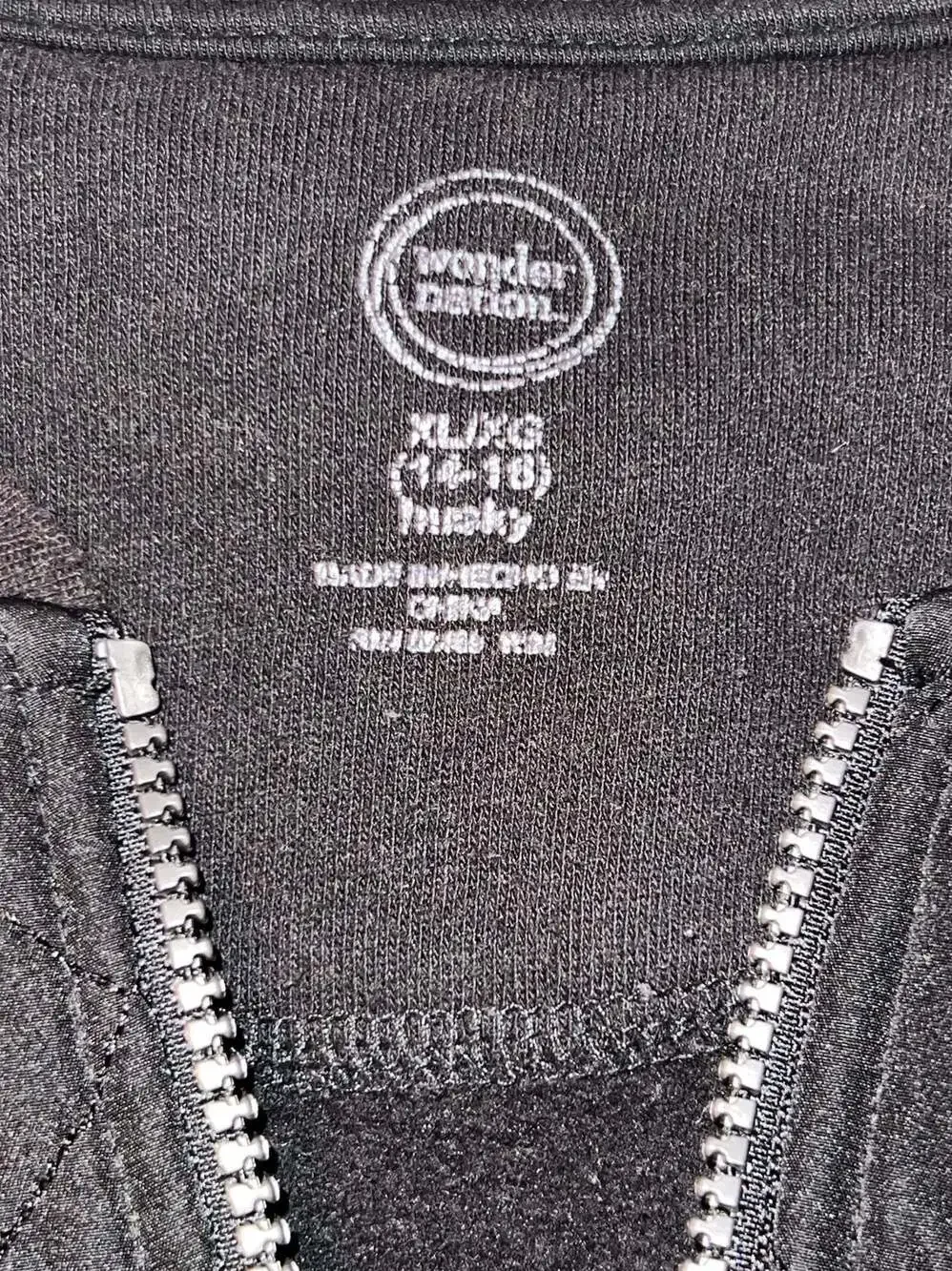 Wonder Nation Black Quilted Bomber Jacket Full Zip